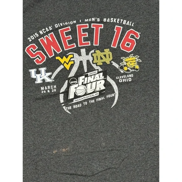 2015 NCAA Sweet 16 Basketball TShirt Kentucky, W Virginia, Notre Dame, Wichita L - Picture 3 of 7